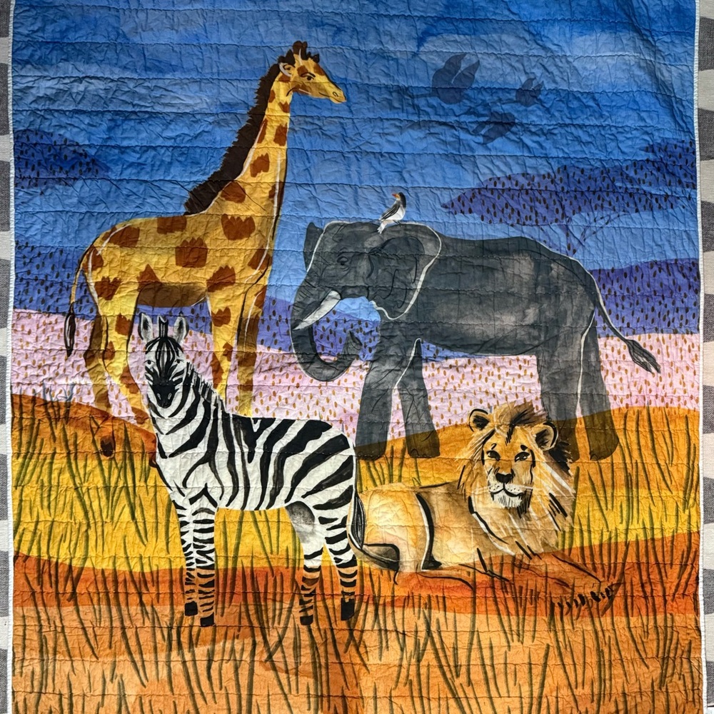 Pottery Barn Kids Organic Twin Safari Animal Quilt and Sham Set 🦁🦓